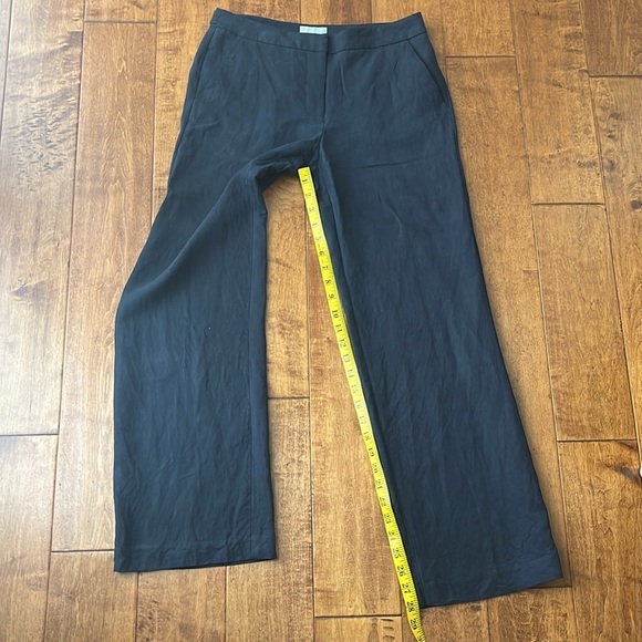 Pure Collection High Waisted Straight Silk Linen Navy Pant Size 4 - Picture 5 of 11